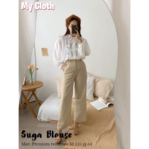 SUGA BLOUSE WANITA BLOUSE PUTIH KEMEJA PUTIH KOREA STYLE KEMEJA KERJA BLOUSE KERJA ORI BY MY CLOTH