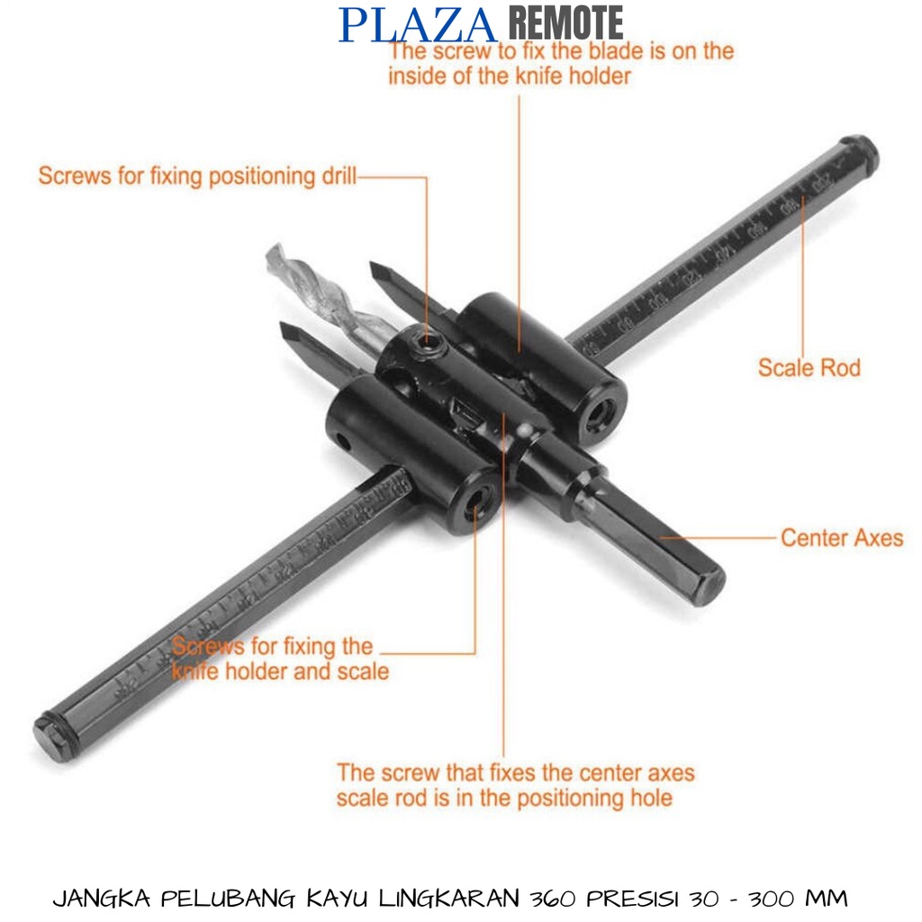 JANGKA PELUBANG KAYU 360 DERAJAT ADJUSTABLE PRESISI 30 - 120/200/300 MM