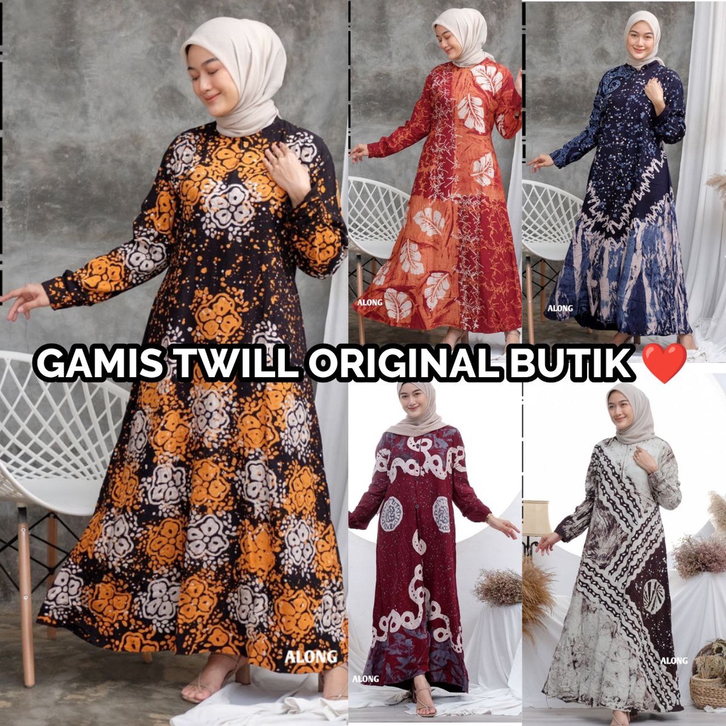 Gamis twill ORI abstrak madongan dan gamis rayon premium | gamis candimekar