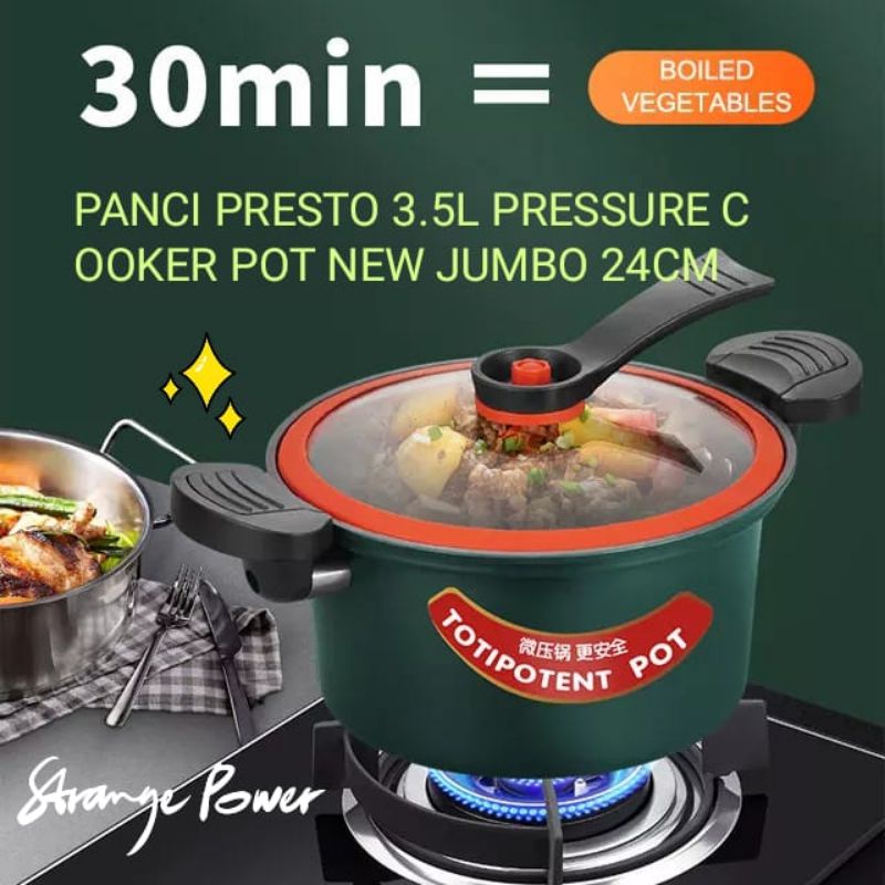 Panci Presto Pressure Telfon Cooker Pot Totipotent Micro 3.5L 24CM New Jumbo