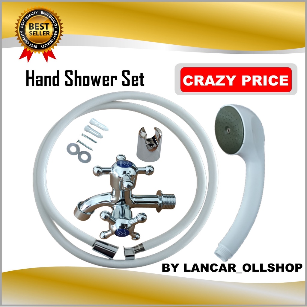 Paket Hand Shower Hemat Air Lubang Tekanan Kencang Shower Mandi 1 Set Kran Cabang Termurah