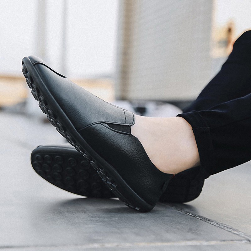 Sepatu Pria Slip on Casual Sepatu Kulit Hitam Formal Sepatu Kerja