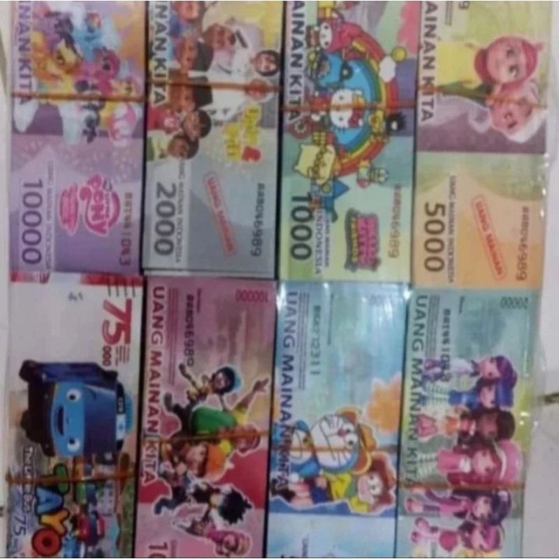 uang mainan anak karakter aspal uwang uangan 1 bal murah grosir