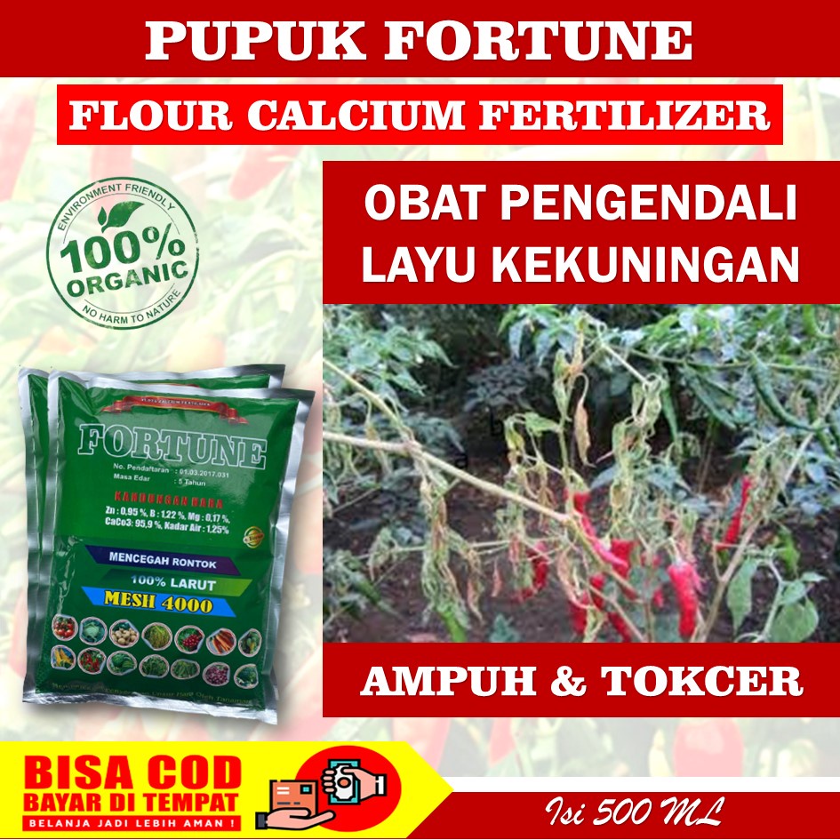 (PROMO MURAH) Pupuk Kalsium FORTUNE 1 KG - Obat Layu Kekuningan Daun Cabe - Obat Anti Busuk Buah Cab