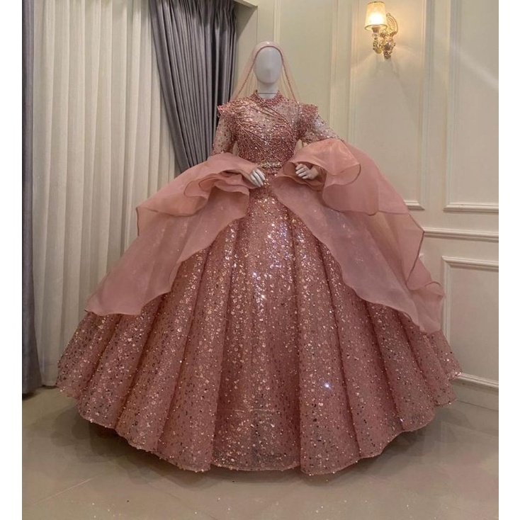 GOWN  BARBY TANGAN BALON TERBARU// GAUN GOTIK PREMIUM/BAJU PENGANTIN MODERN BEREKOR/GAUN MUSLIMAH MODERN/BAJU PENGANTIN MEWAH