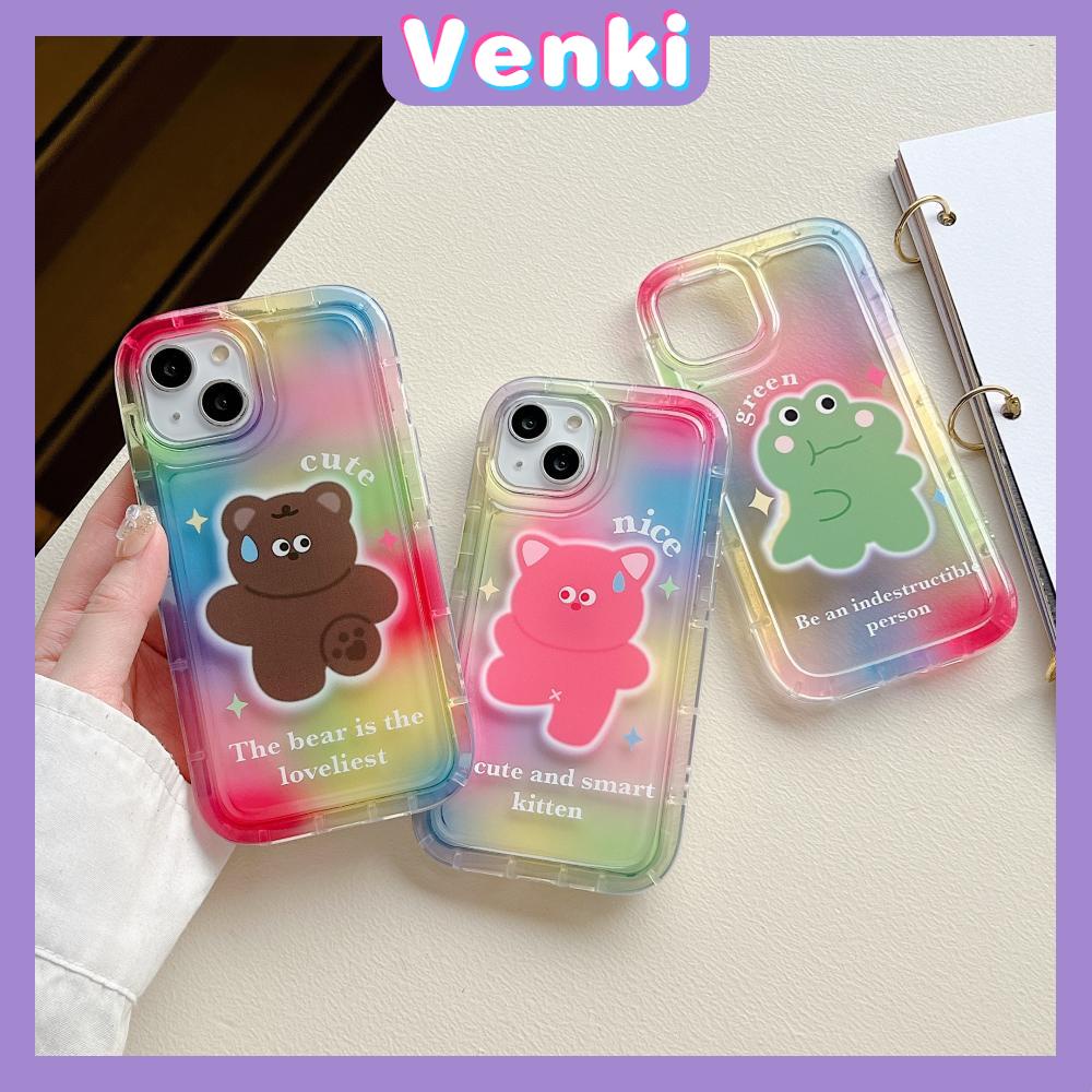 Case For iPhone 14 Pro Max TPU Soft Jelly Airbag Case Gradient Cute Bear Clear Case Camera Protection Shockproof For iPhone 14 13 12 11 Plus Pro Max 7 Plus X XR