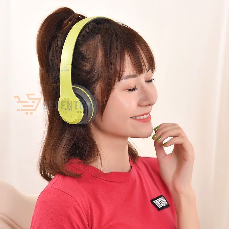 SEVENTEEN HEADPHONE BLUETOOTH P47 Y08 GAMING MUSIC HEADPHONE BANDO LIPAT SUPER EXTRA BASS 5.0 AUDIO GAMING MUSIC HEADPHONE GAME GAMING STUDIO