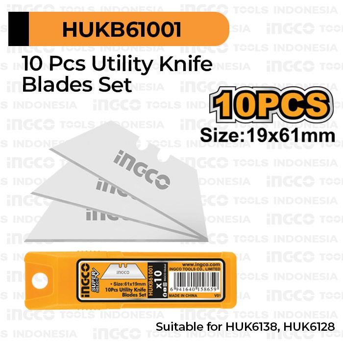 

Pemotong 10Pcs Utility Knife Blade (Sk5) Ingco Hukb61001 Isi Cutter Trapesium