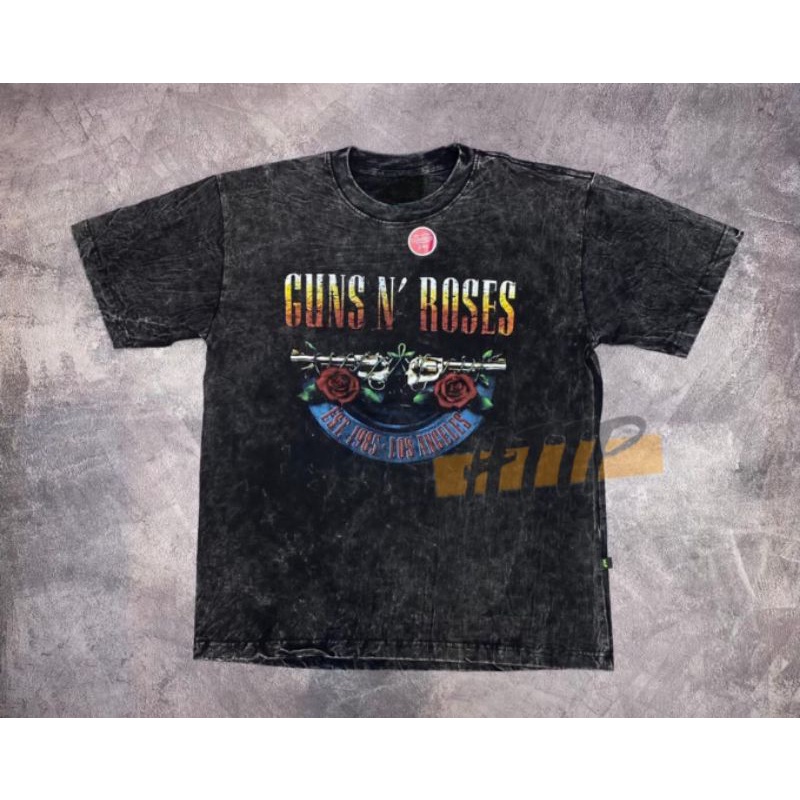 KAOS ACID WASH OVERSIZE GUNS N ROSES TSHIRT COMBED 24S PREMIUM HTTP JUMBO
