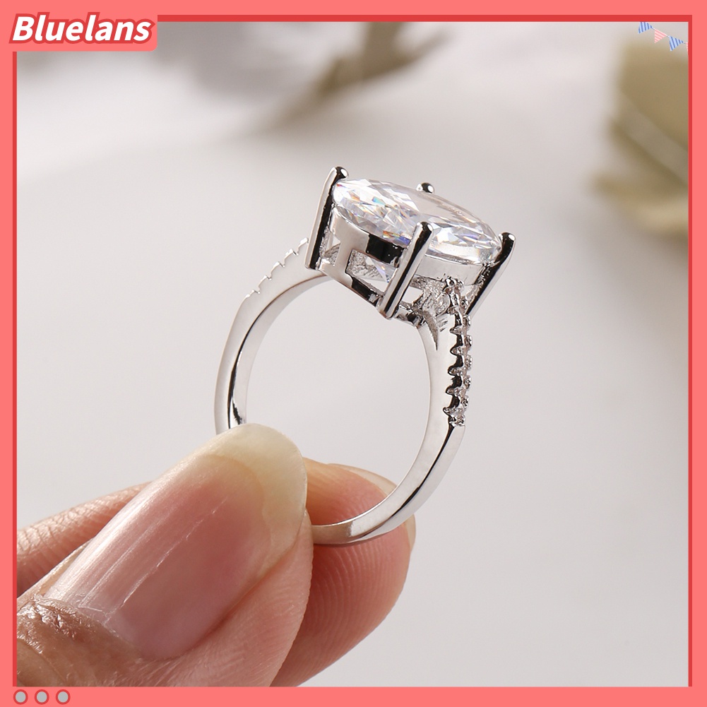 Cincin Lapis Cubic Zirconia Bentuk Oval Besar Untuk Wanita