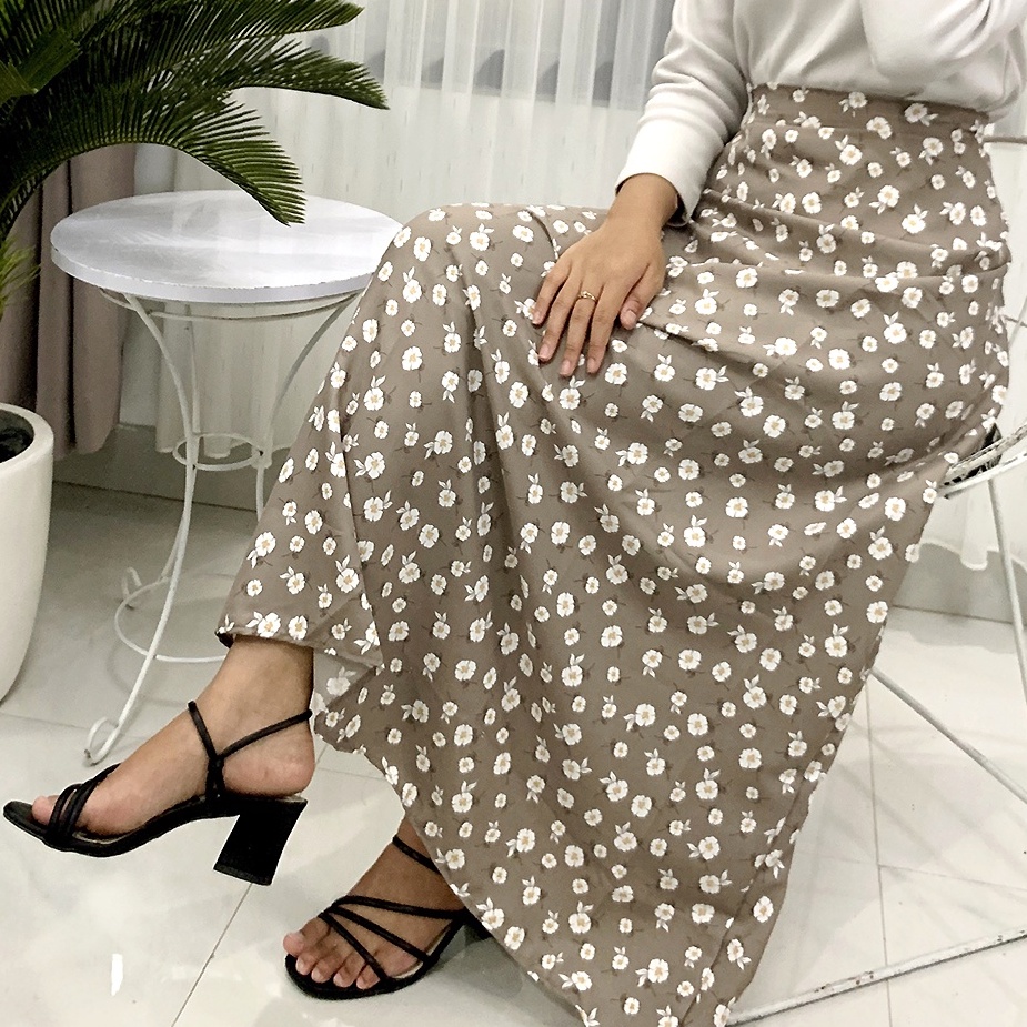 FLORAL SKIRT / ROK MOTIF BUNGA POLOS / ROK A LINE KOREAN STYLE / ROK BUNGA GLADYS DAISY / ROK MIDI / ROK MAXI A LINE