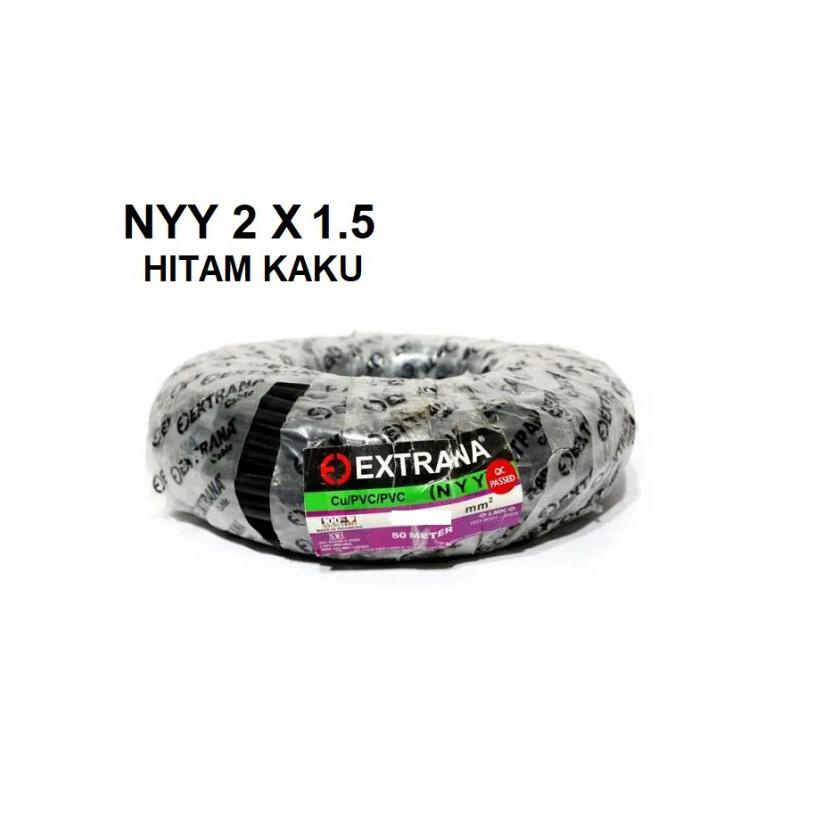 Trx9f9Et--ECERAN Kabel TANAM NYY 2X1.5 SNI HITAM Kaku Tunggal 1,5 setara ETERNA