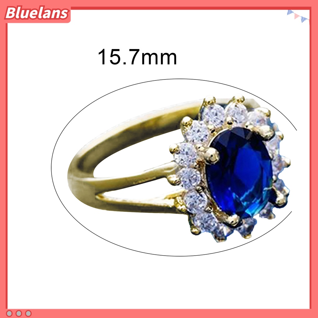 Bluelans Cincin Berlian Imitasi Gaya Elegan Untuk Pengantin Wanita