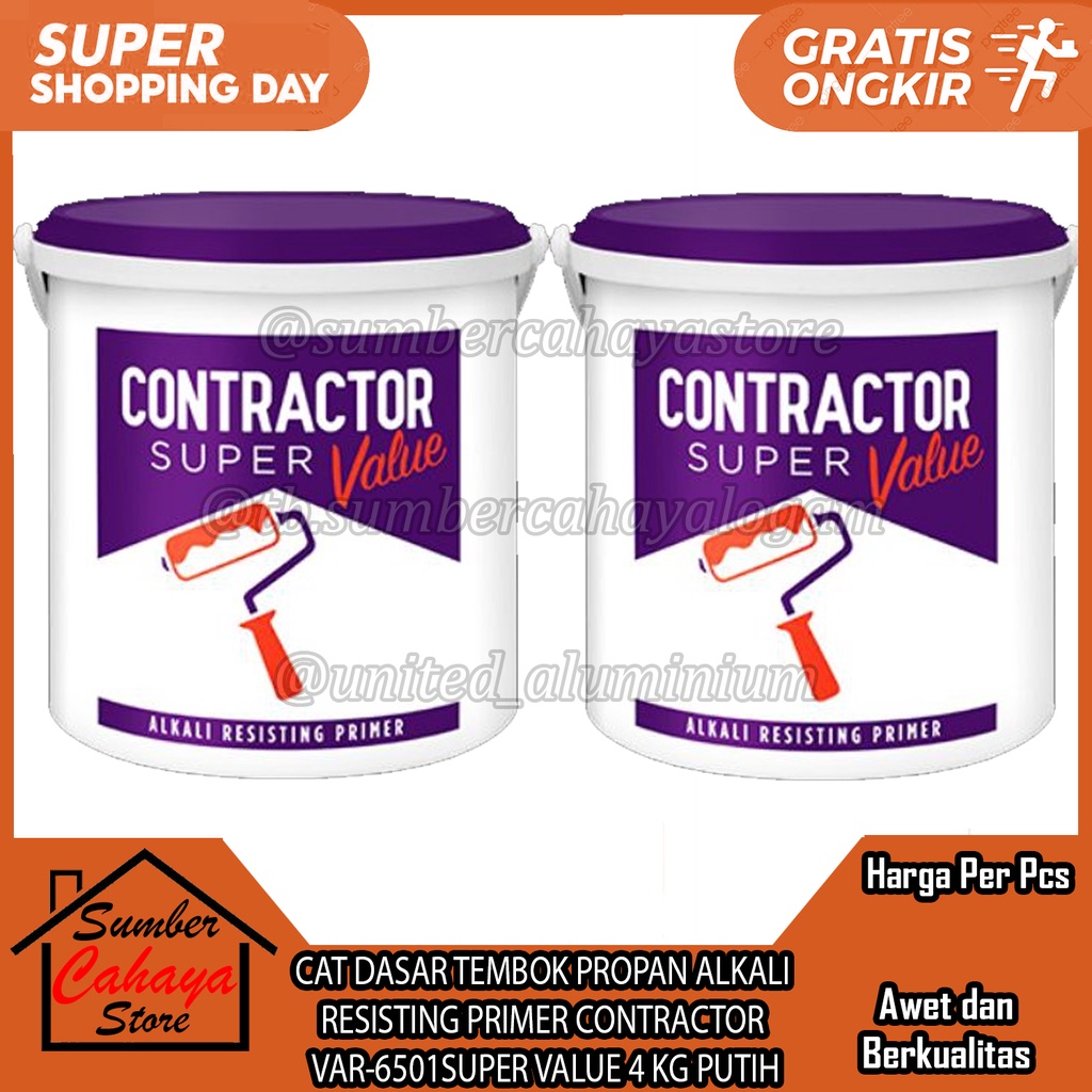 Cat Dasar Tembok Propan Alkali Resisting Primer Contractor Var-6501super Value 4 Kg Putih Cet Pelapi