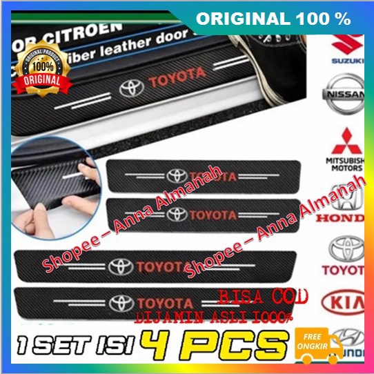 PROMO Welcome Sticker Carbon Fiber Leather Door Sill Stiker Carbon Pelindung Pijakan Diabawah Pintu 