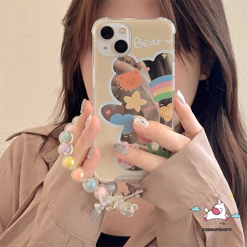 Case Handphone Motif Kartun Beruang Pelangi Untuk iPhone 11 7plus 8plus 7 8 Plus XR X XS Max 11 12 13 Pro Max SE