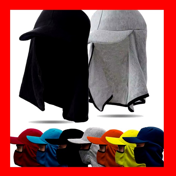 topi masker jepang topi mancing bahan kain halus warna hitam navy abu tua maroon ready