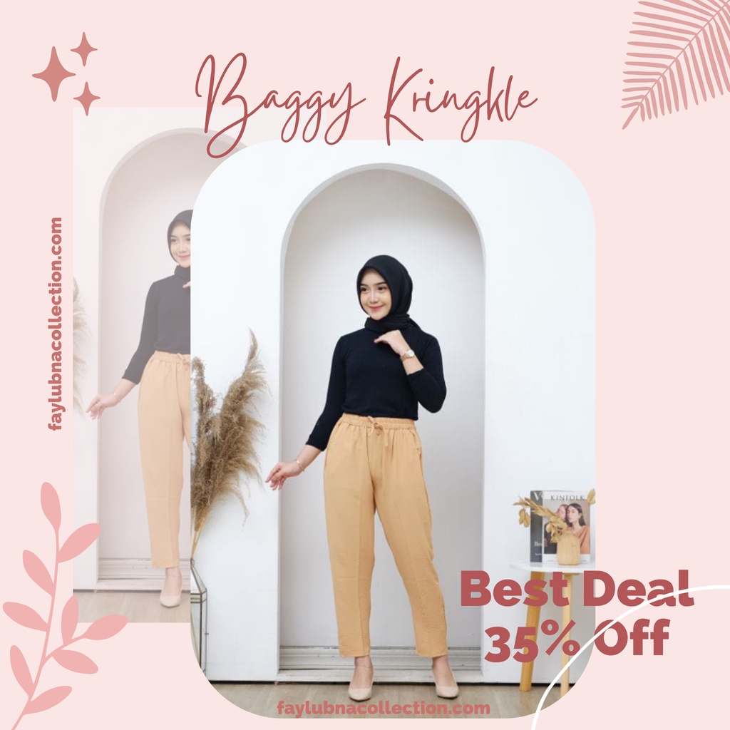 BAGGY PANTS KRINGKLE PREMIUM / BAGGY KRINGKLE JUMBO / PANTS BIG SIZE / CELANA PANJANG WANITA / BAGGY JUMBO