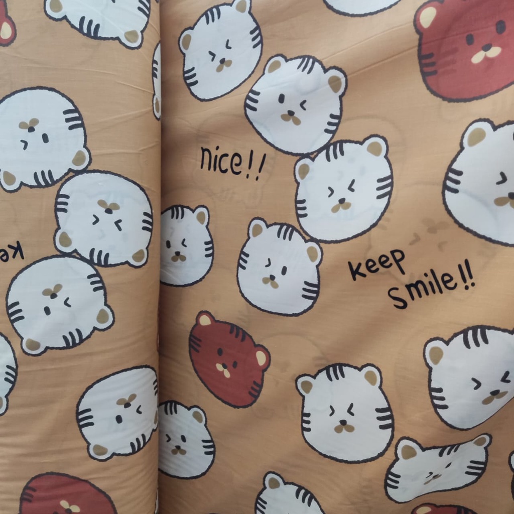 KAINKU - Kain Meteran Katun Lokal CVC motif kitty cute (harga 1 meter)