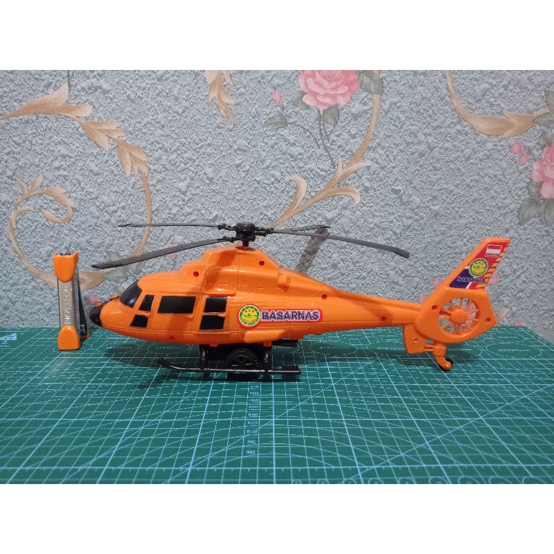 Mainan Helikopter Plastik Tarik Jalan Apache BASARNAS Rescue Mainan Helikopter Tim SAR Mainan Heliko