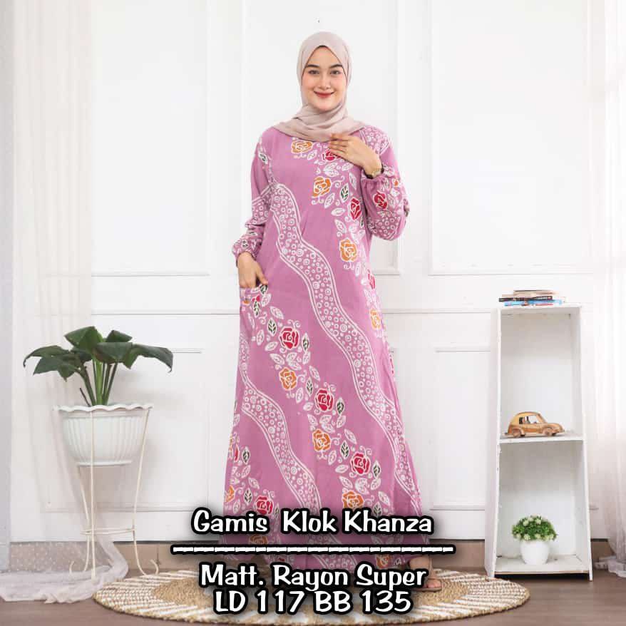 GAMIS RAYON KANZA ABSTRAK MALAMAN ENCIM BUSUI BUMIL DRESS WANITA MODEL SYARI BATIK PEKALONGAN TERBARU