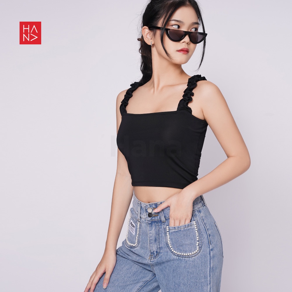 HanaFashion JKT - Talita Ruffle Tank Top Crop top Polos Wanita - TT056