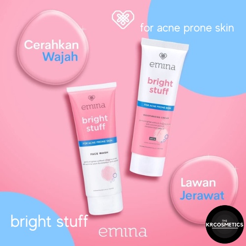 EMINA Bright Stuff for Acne Prone Skin Moisturizing Cream Face Wash 50 100 ml