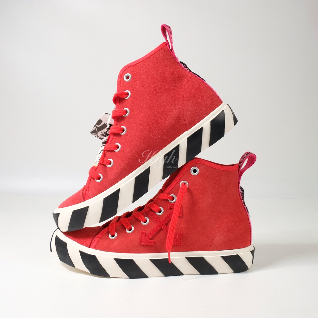 Off White FW20 Mid Top Vulcanized Sneakers - Red