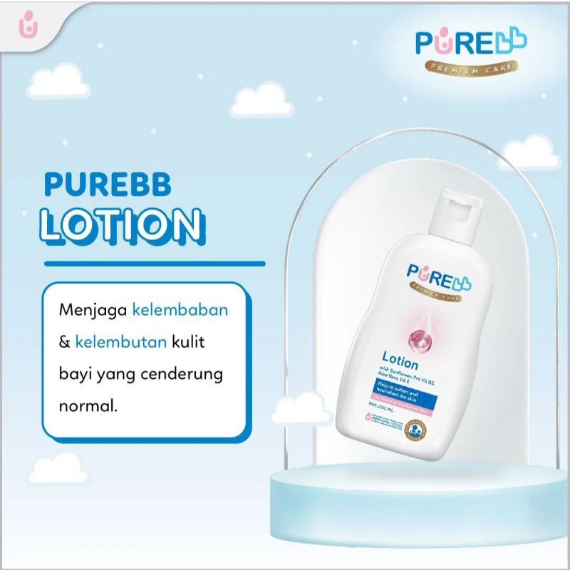 PURE BB Baby Lotion for Sensitive Skin 200ml Lotion Pelembab Kulit Bayi Pure Baby Body Lotion Purebaby