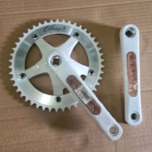 Crank Classic Original Lasco 46T Crankset Single 46 T Arm Panjang 165mm Fixie Fixed gear Sepeda lipat city bike