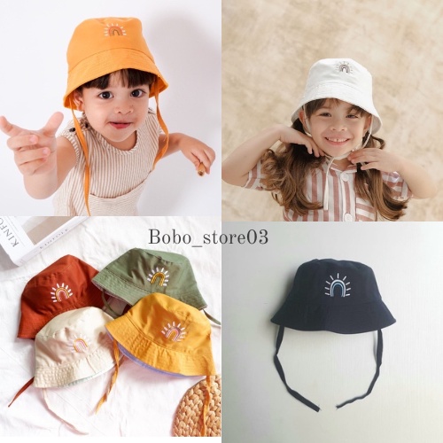 Bucekt hats anak - Bucket anak pelangi - Bucket anak tali Cewe Cowo Laki Perempuan Korea
