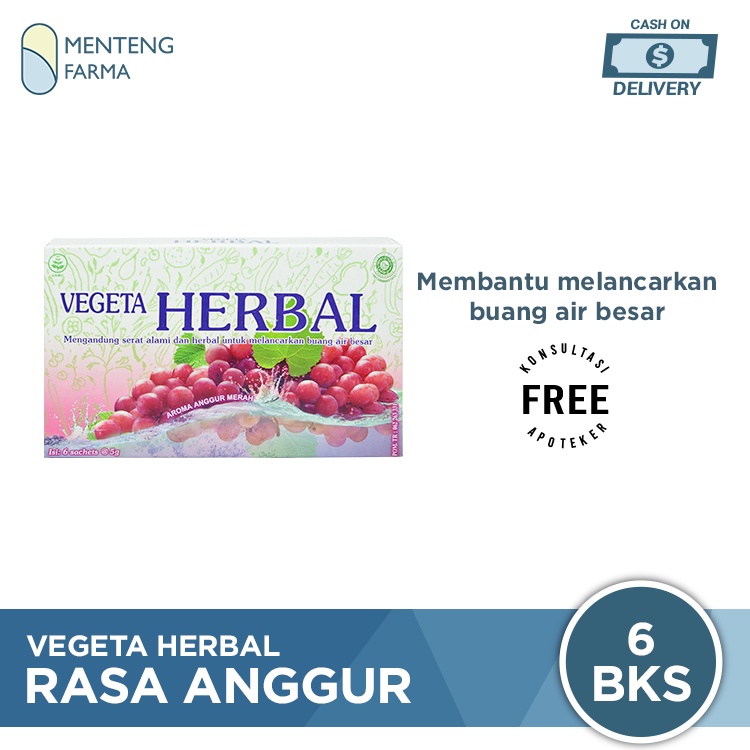 Vegeta Herbal Rasa Anggur 6 Sachet - Kaya Serat Untuk Melancarkan BAB