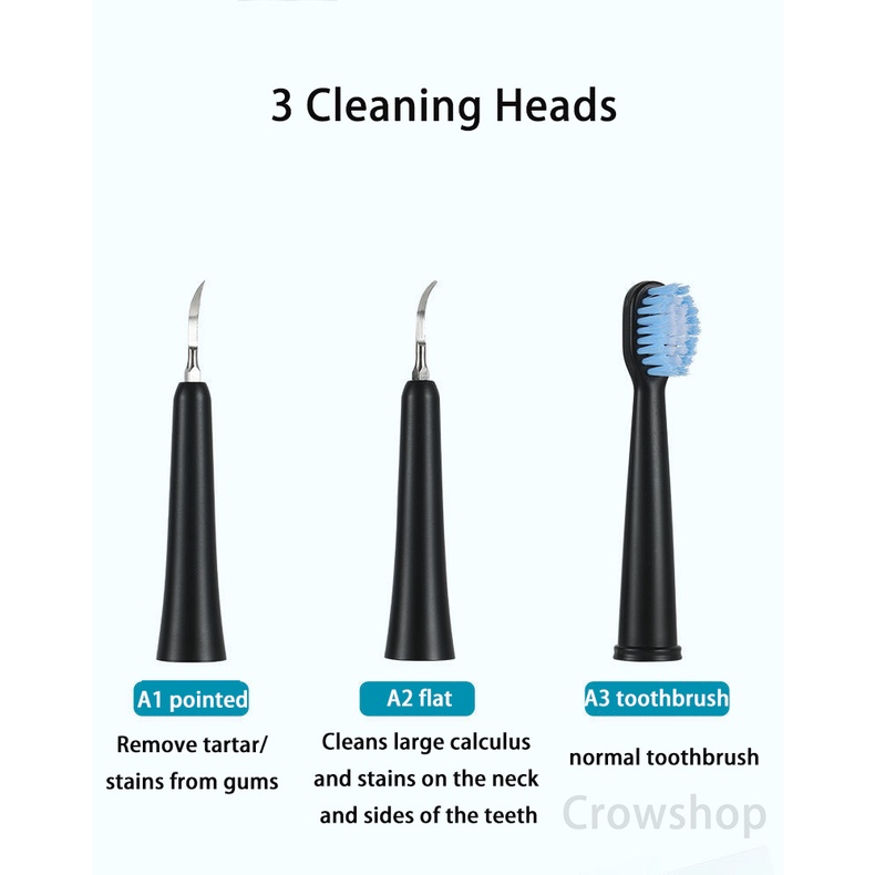 Pembersih Karang Gigi Sikat Gigi Elektrik 2In1 Dental Scaling Sonic Elektrik 3 Modes Perawatan USB Toothbrush Tooth Cleaner Whiten Teeth Tartar Remove Tool