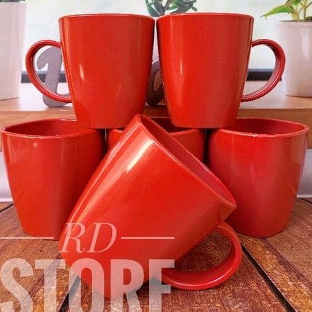 PROMO 6.PCS CANGKIR GAGANG POLOS BAHAN MELAMINE WARE TEBAL DAN TAHAN PANAS