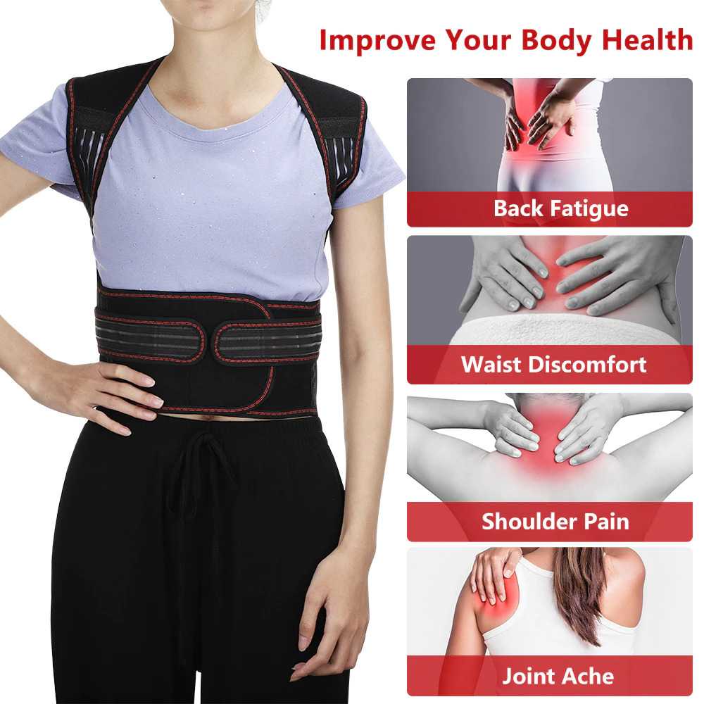 Sabuk Terapi Penyangga Sakit Punggung Magnet Pria &amp; Wanita Anti Bungkuk Posture Back Support Brace Posture