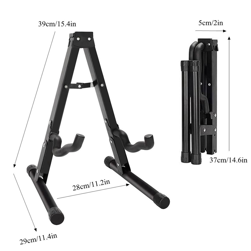 Stand Bingkai Lantai Lipat Universal Warna Hitam Untuk Gitar Akustik Elektrik Bass Travel