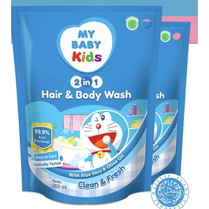 My Baby Kids Hair and Body 200ml Pump Refill Pouch My Baby Sabun Shampo Anak 2in1 Botol Kemasan Refill isi Ulang