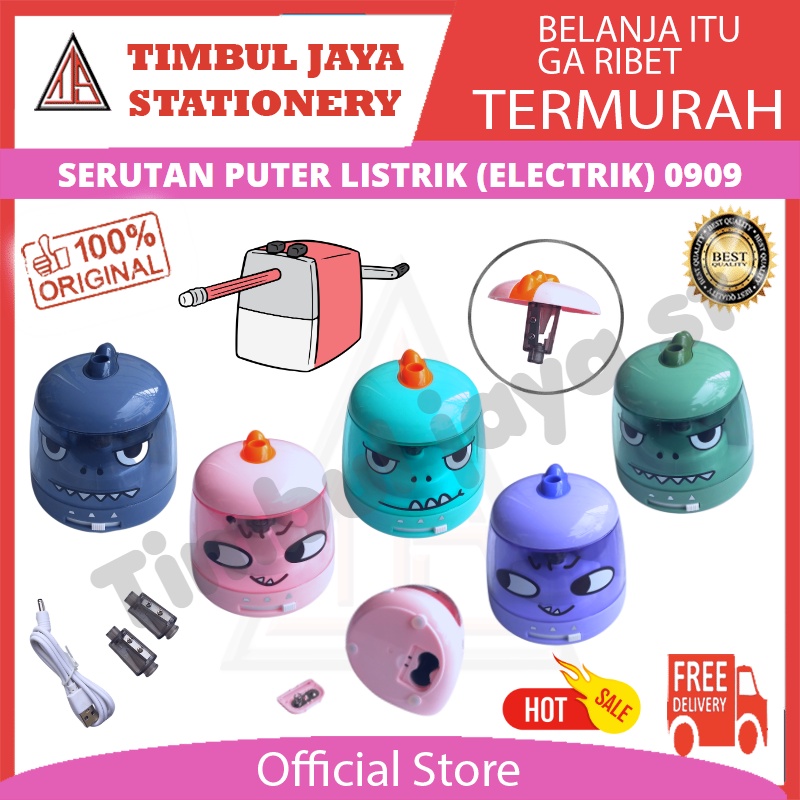 

Xiaolingjing Serutan Rautan pensil meja putar elektrik otomatis karakter aesthetic space unicorn bear demon cute unik 0908-9