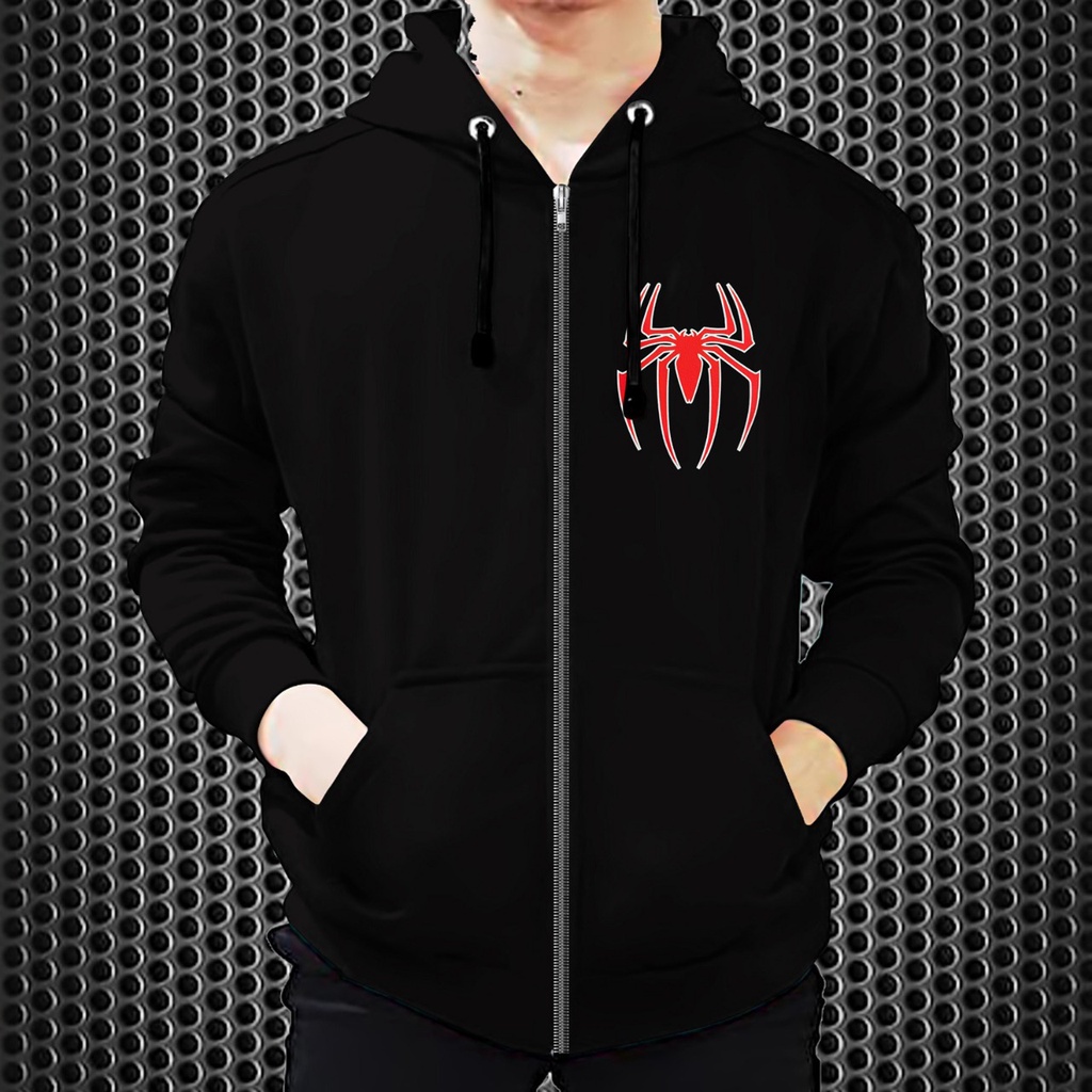 Jaket Resleting Spider / Jaket Dewasa / Jaket Distro / Jaket Diskon Bahan Fleece