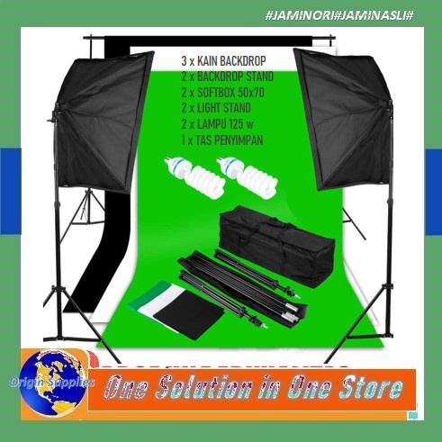 Lighting Paket Lampu Studio Foto Mini Softbox Lighting Background Backdrop Foto Video Portable Kit