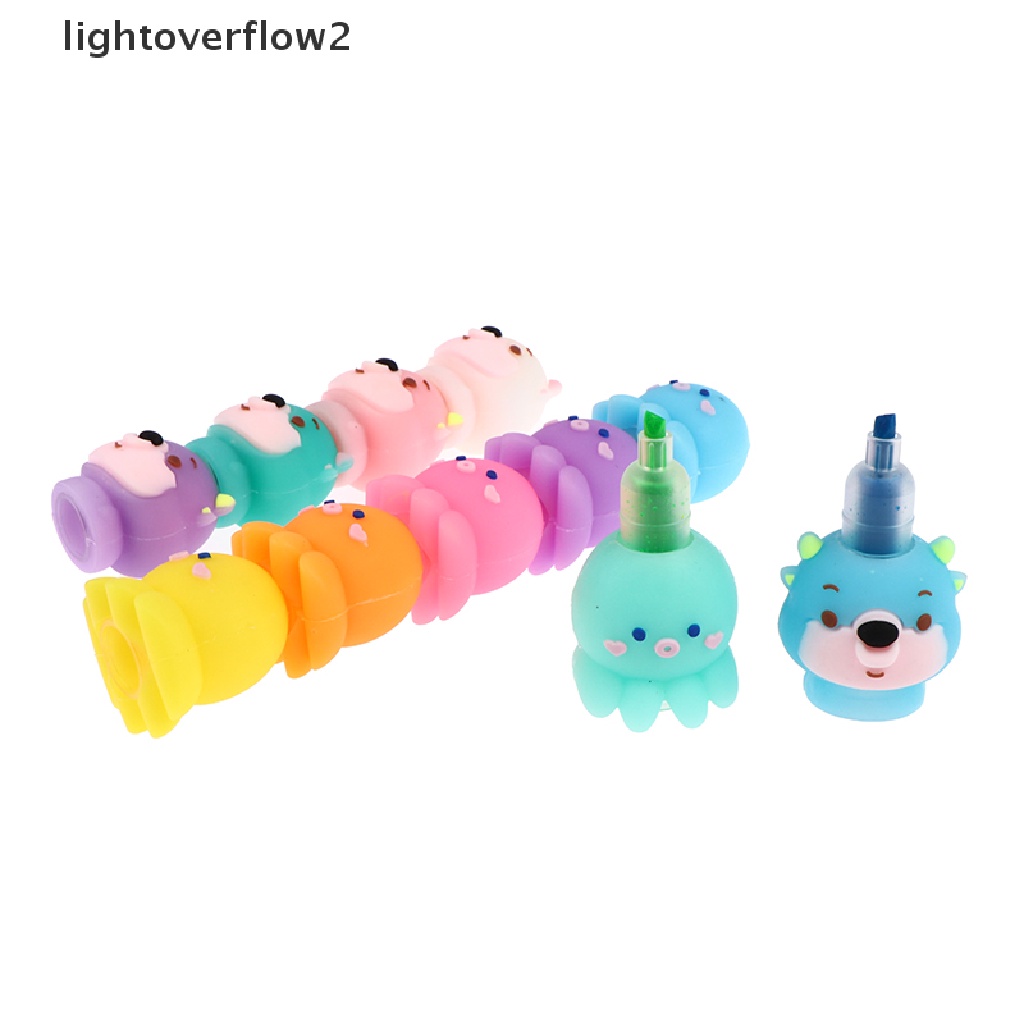 (lightoverflow2) Pulpen 6 Warna Fluorescent Bentuk Gurita Bahan Silikon Untuk Hadiah