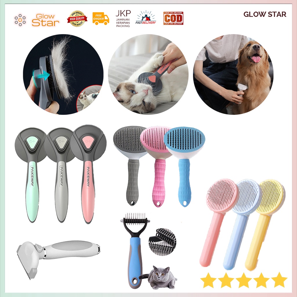 Sisir Bulu Rambut Kucing Binatang Peliharaan Hair Removal Comb Pet Grooming Modern Otomatis Tool Green Anjing Sikat Hewan