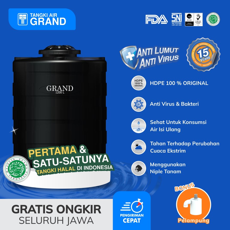 Toren Tangki Air Grand GTA 1200 Tangki Air 1200 L Tandon 100% Original