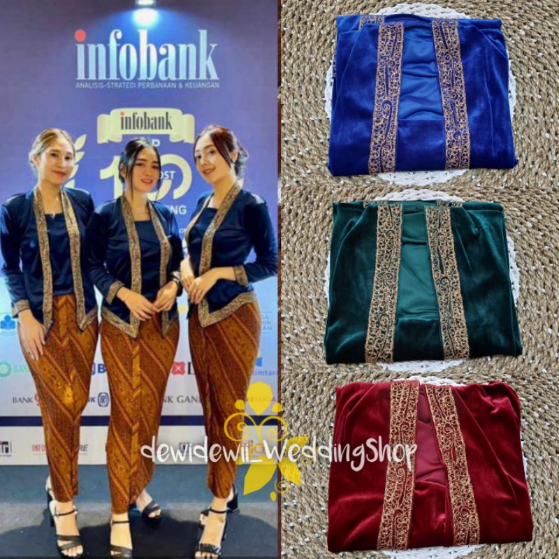 Kebaya Kutubaru Bordir Cantik / Bahan Bludru [On Model Warna Navy)