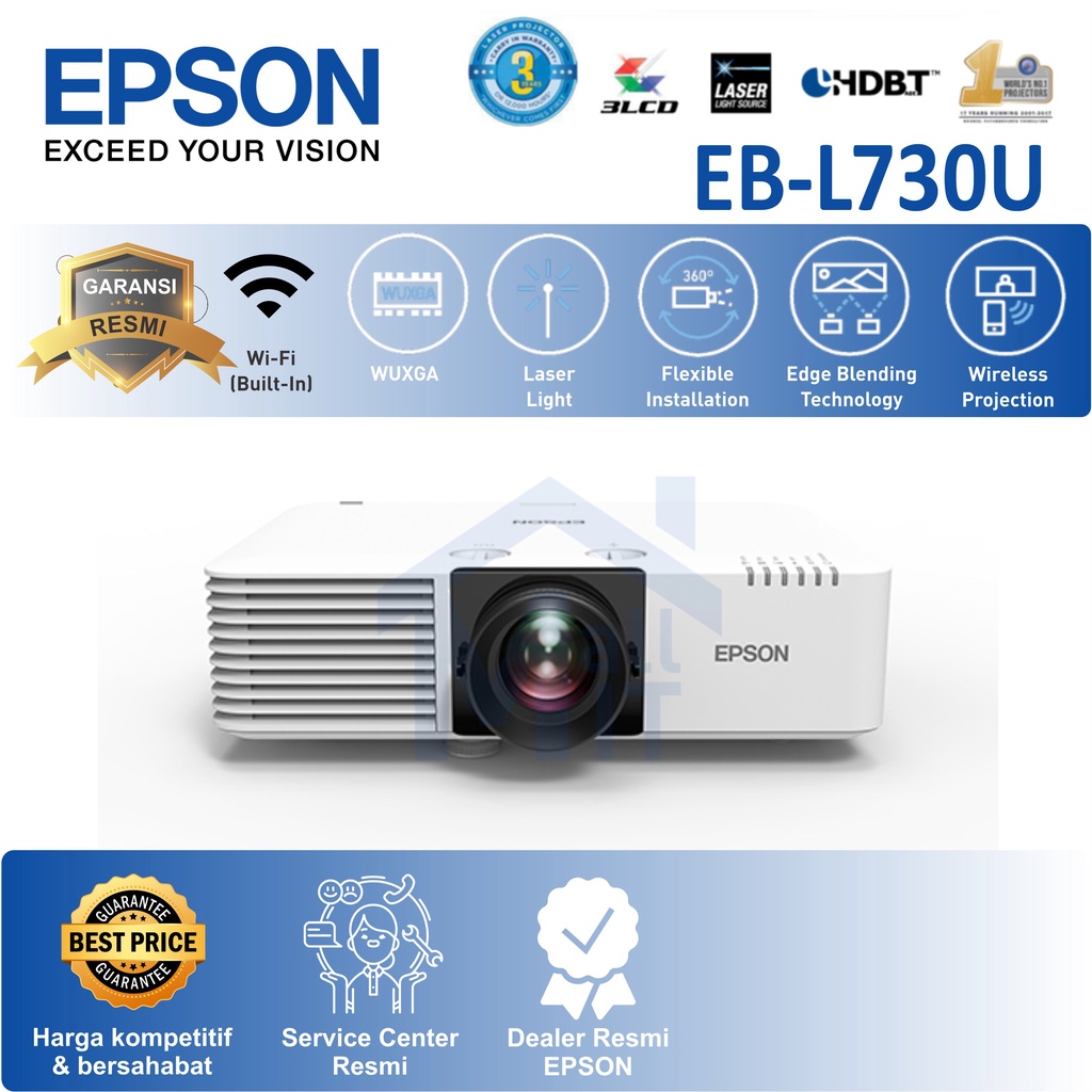 Proyektor Laser EPSON EB-L730U EBL730U EB L730U WIFI WUXGA 7000lm Ori