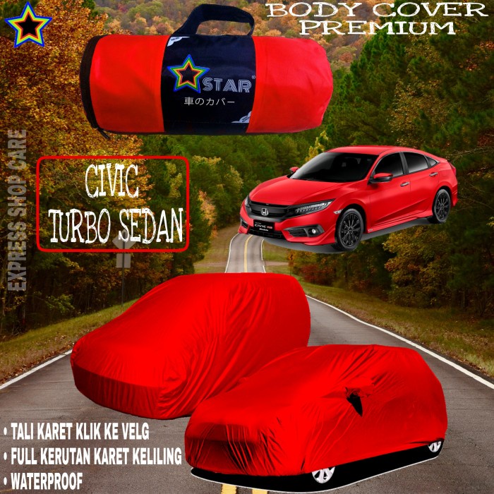 Sarung Mobil CIVIC TURBO SEDAN Polos MERAH Body Cover Civic PREMIUM