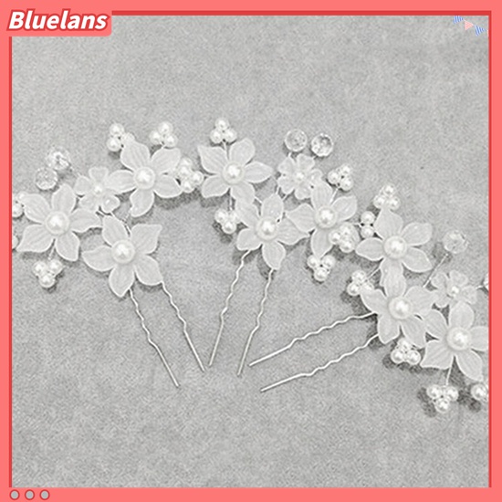 Bluelans 1Pc Jepit Rambut Desain Bunga Aksen Mutiara Imitasi Warna Putih Untuk Pernikahan