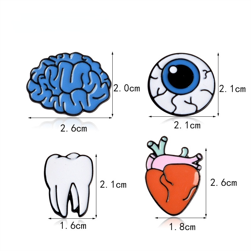 Bros Pin Enamel Bentuk Organ Tubuh Manusia Mata Otak Gigi Untuk Aksesoris Halloween