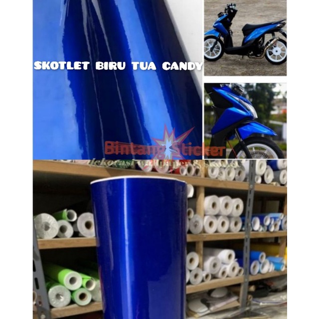 TERBARU STICKER SKOTLET MOTOR BIRU CANDY