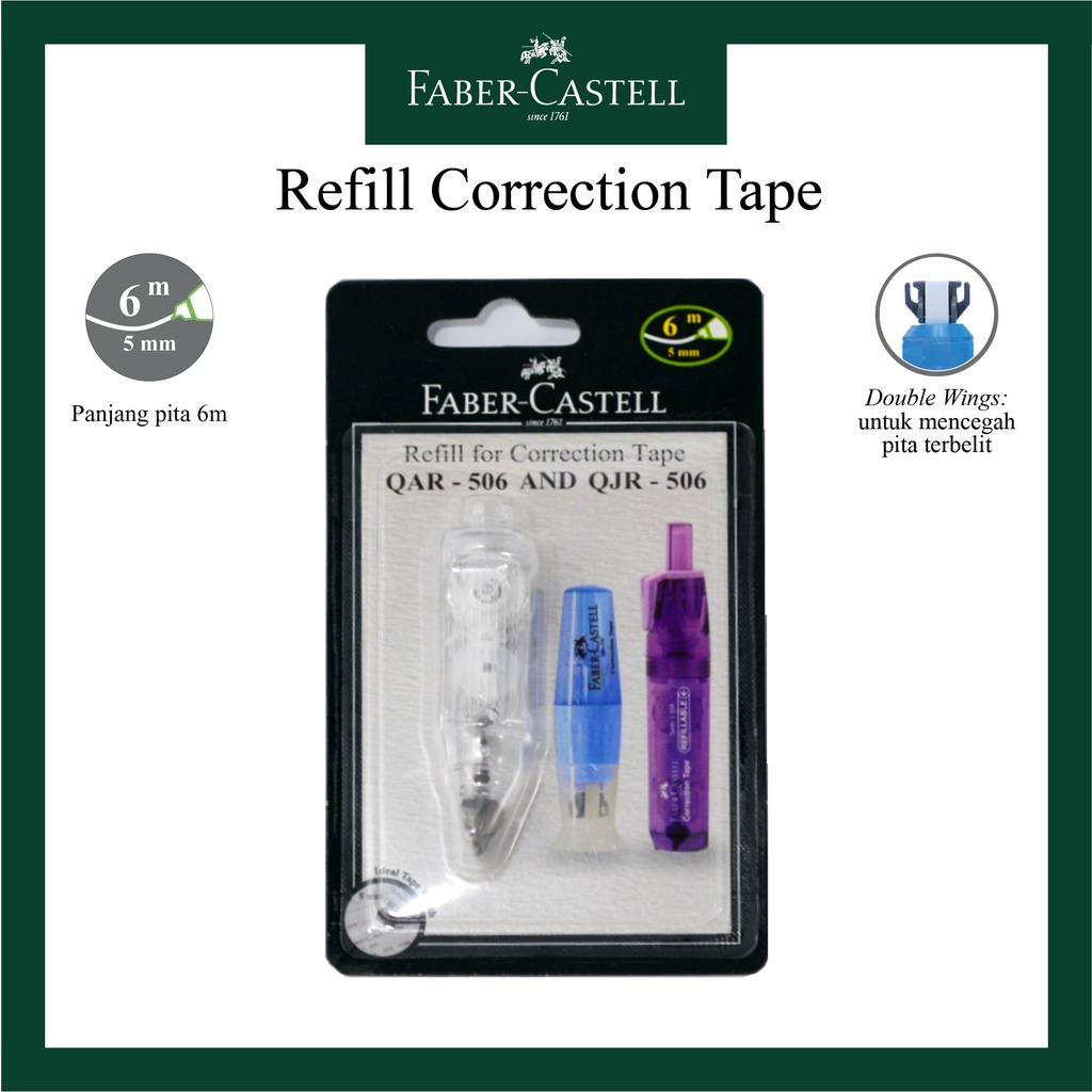 

Refill Correction Tape Faber Castell / Tipe QAR / QJR / QDR / Chameleon / R1 / Twist Correction Tape